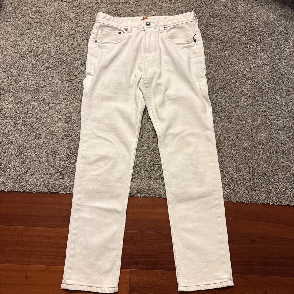 Tommy Bahama Mens Bleached Sand Weft Side Keys Vintage Slim Jeans Cream 30x32